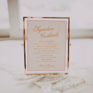 Póster Letrero de Bebidas de Firma de Boda con Letra Scri