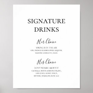 Póster Letrero de Bebidas de Firma Simple y Elegante