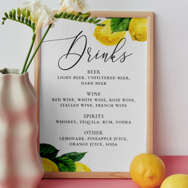 Póster Letrero de Bebidas de Limón | Bar de Bodas Botánic (Subido por el creador)
