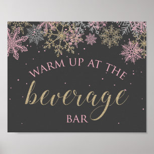 Póster Letrero de Bebidas de Winter Onederland