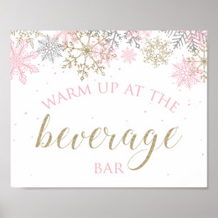 Póster Letrero de Bebidas de Winter Onederland