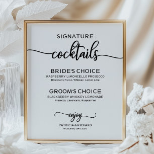 Póster Letrero de Bebidas Emblemáticas de Boda Elegante M
