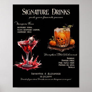 Póster Letrero de bebidas emblemáticas para boda gótica c