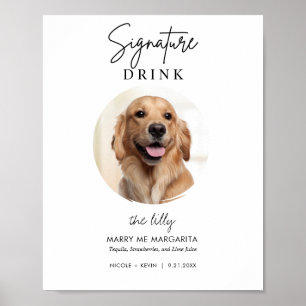 Póster Letrero de Bebidas Firmadas para la Boda de Perros