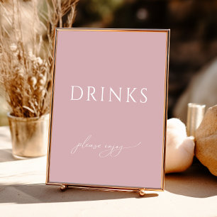 Póster Letrero de Bebidas para Baby Shower con Rosa Polvo