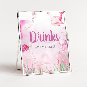 Póster Letrero de bebidas para baby shower de Bebé Bajo e