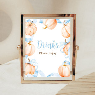 Póster Letrero de Bebidas para Baby Shower de Calabaza co