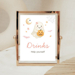 Póster Letrero de bebidas para baby shower de Halloween r