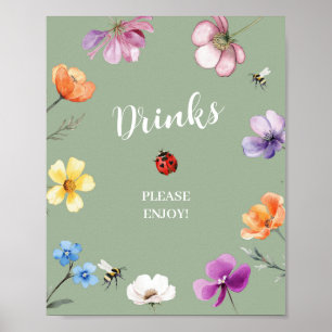 Póster Letrero de bebidas para fiesta de baby shower de W
