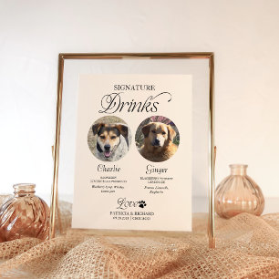Póster Letrero de Bebidas Personalizadas de Boda con Foto
