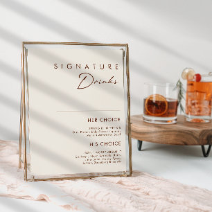 Póster Letrero de Bebidas Signature Blanco Natural del De