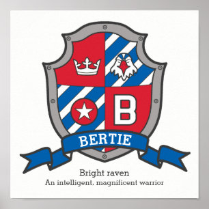 Póster Letrero de Bertie letra B significado del nombre d