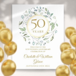 Póster Letrero de bienvenida a 50 años de Laurel Greenery