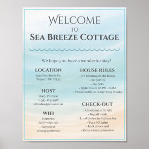 Póster Letrero de bienvenida a la casa de playa con regla