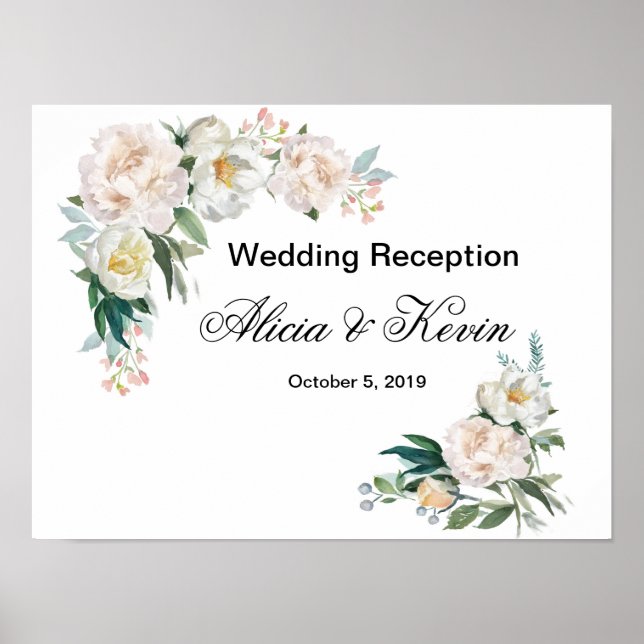 Póster Letrero de Bienvenida a la Recepción de Boda (Frente)