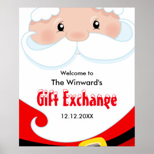 Póster Letrero de Bienvenida al Intercambio de Regalos de