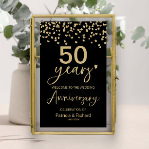 Póster Letrero de Bienvenida Aniversario de Boda de Oro N