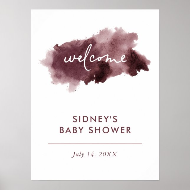Póster Letrero de bienvenida Baby Shower de la tinta de b (Frente)