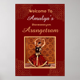 Póster Letrero de bienvenida Bharatanatyam Arangetram, pe
