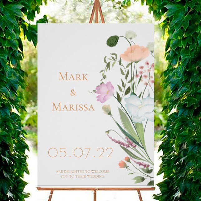 Póster Letrero de bienvenida Boda de flores y vegetación  (Subido por el creador)