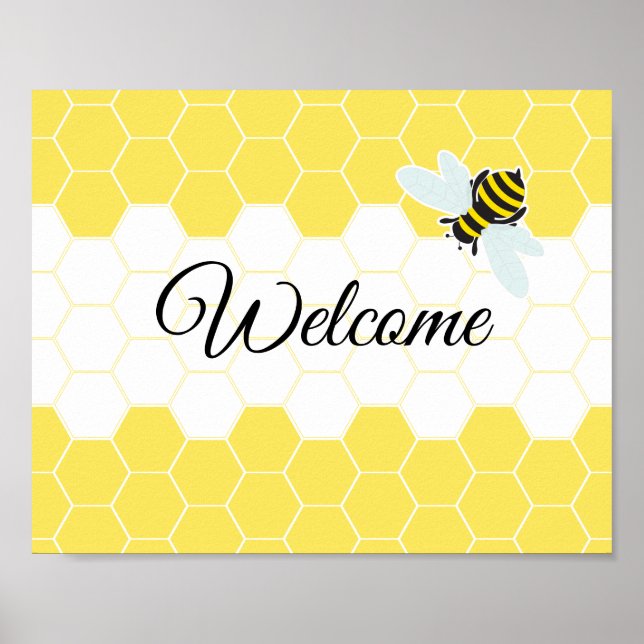 Póster Letrero de bienvenida de abeja bumble (Frente)