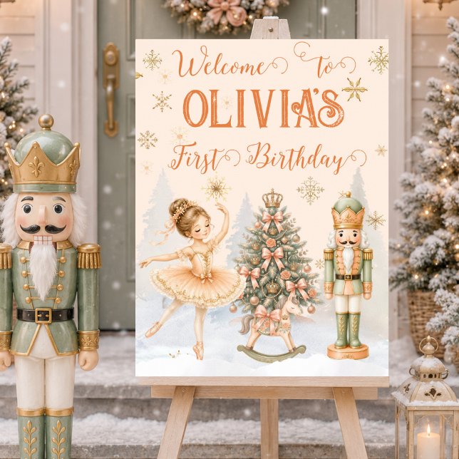 Póster Letrero de bienvenida de bailarina hada de azúcar  (Nutcracker Sugar Plum Fairy Ballerina Welcome Sign)