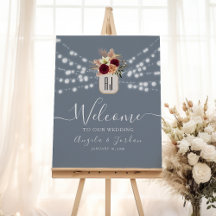 Letrero de Bienvenida de Boda Azul Polvoriento Rús