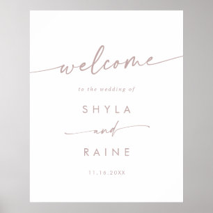 Póster Letrero de bienvenida de boda boho chic rosa DIY