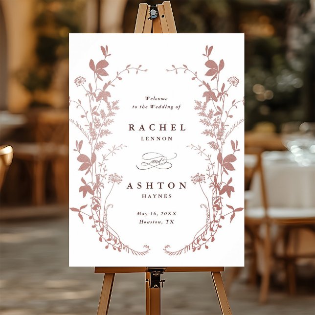 Póster Letrero de bienvenida de boda botánico rosa polvor (Subido por el creador)