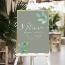 Letrero de Bienvenida de Boda Botánico Verde Salvi