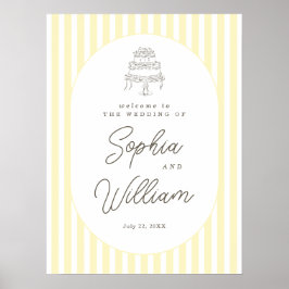 Póster Letrero de Bienvenida de Boda Caprichoso con Rayas
