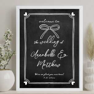 Póster Letrero de Bienvenida de Boda Caprichoso Dibujado 