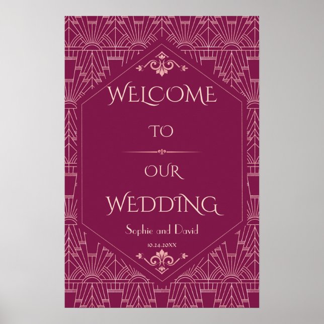 Póster Letrero de bienvenida de boda Charm Cooper Great G (Frente)