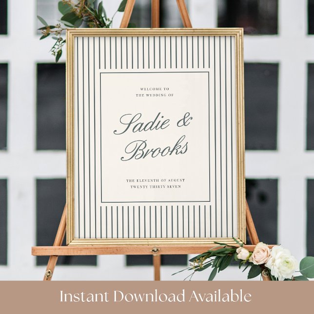 Póster Letrero de bienvenida de boda clásico con raya fin (Subido por el creador)