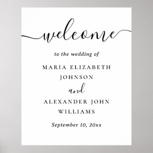 Póster Letrero de Bienvenida de Boda Clásico Minimalist