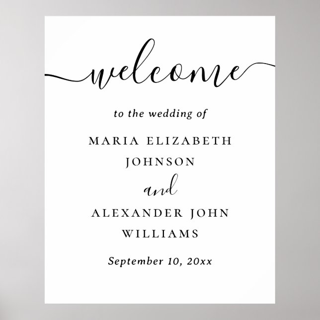 Póster Letrero de Bienvenida de Boda | Clásico Minimalist (Frente)