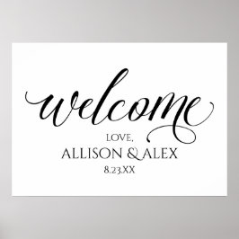 Póster Letrero de Bienvenida de Boda con Caligrafía a Man