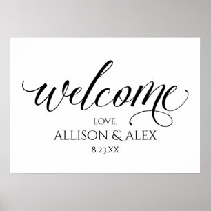 Póster Letrero de Bienvenida de Boda con Caligrafía a Man