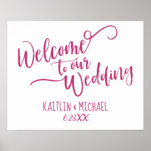 Póster Letrero de Bienvenida de Boda con Caligrafía a Pin