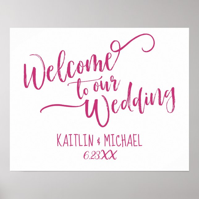 Póster Letrero de Bienvenida de Boda con Caligrafía a Pin (Frente)
