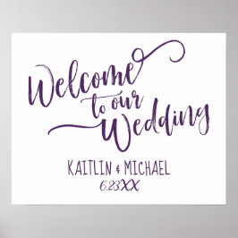 Póster Letrero de Bienvenida de Boda con Caligrafía a Pin