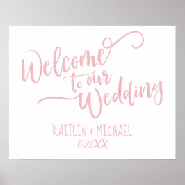 Póster Letrero de bienvenida de boda con caligrafía de pi
