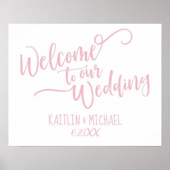 Póster Letrero de bienvenida de boda con caligrafía de pi (Frente)
