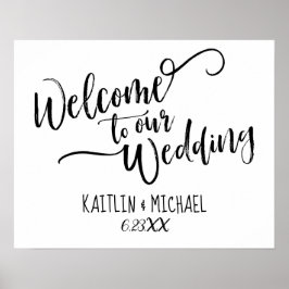 Póster Letrero de bienvenida de boda con caligrafía de pi