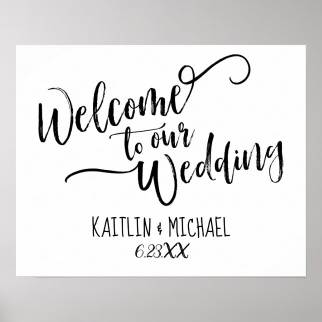 Póster Letrero de bienvenida de boda con caligrafía de pi (Frente)
