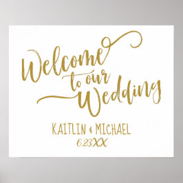 Póster Letrero de bienvenida de boda con caligrafía de pi