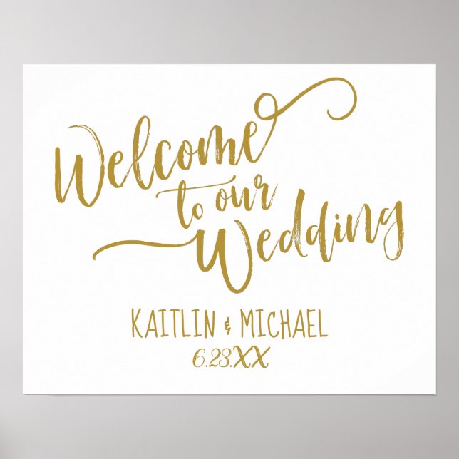 Póster Letrero de bienvenida de boda con caligrafía de pi (Frente)