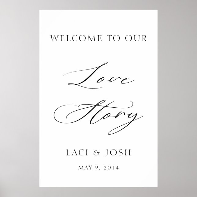 Póster Letrero de bienvenida de boda con caligrafía elega (Frente)