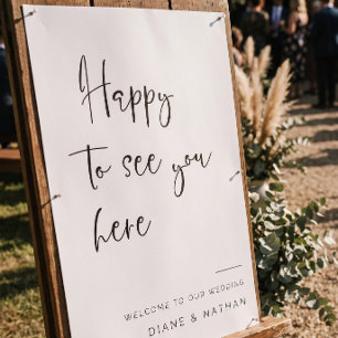 Póster Letrero de bienvenida de boda con caligrafía minim