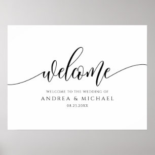 Póster Letrero de Bienvenida de Boda con Caligrafía Moder